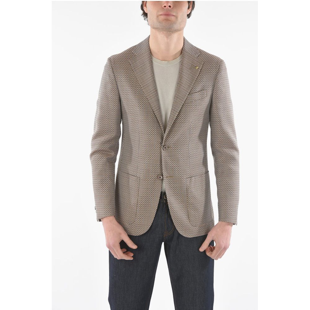 Corneliani CC COLLECTION geometric patterned virgin wool REFINED 2-butt