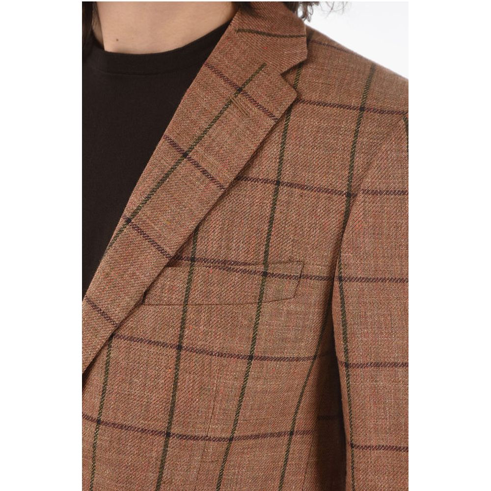 Corneliani CC COLLECTION windowpane check virgin wool and flax RIGHT si - Image 3