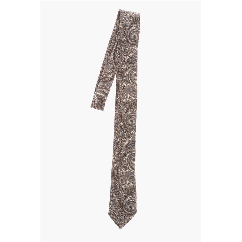 Corneliani CC COLLECTION Paisley Patterned Silk and Wool Tie