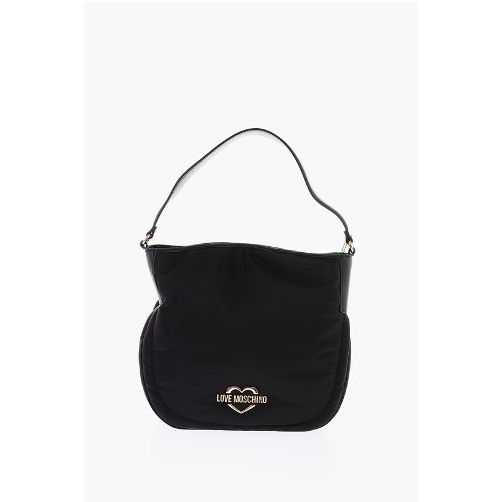 Moschino LOVE golden logo solid color nylon bag