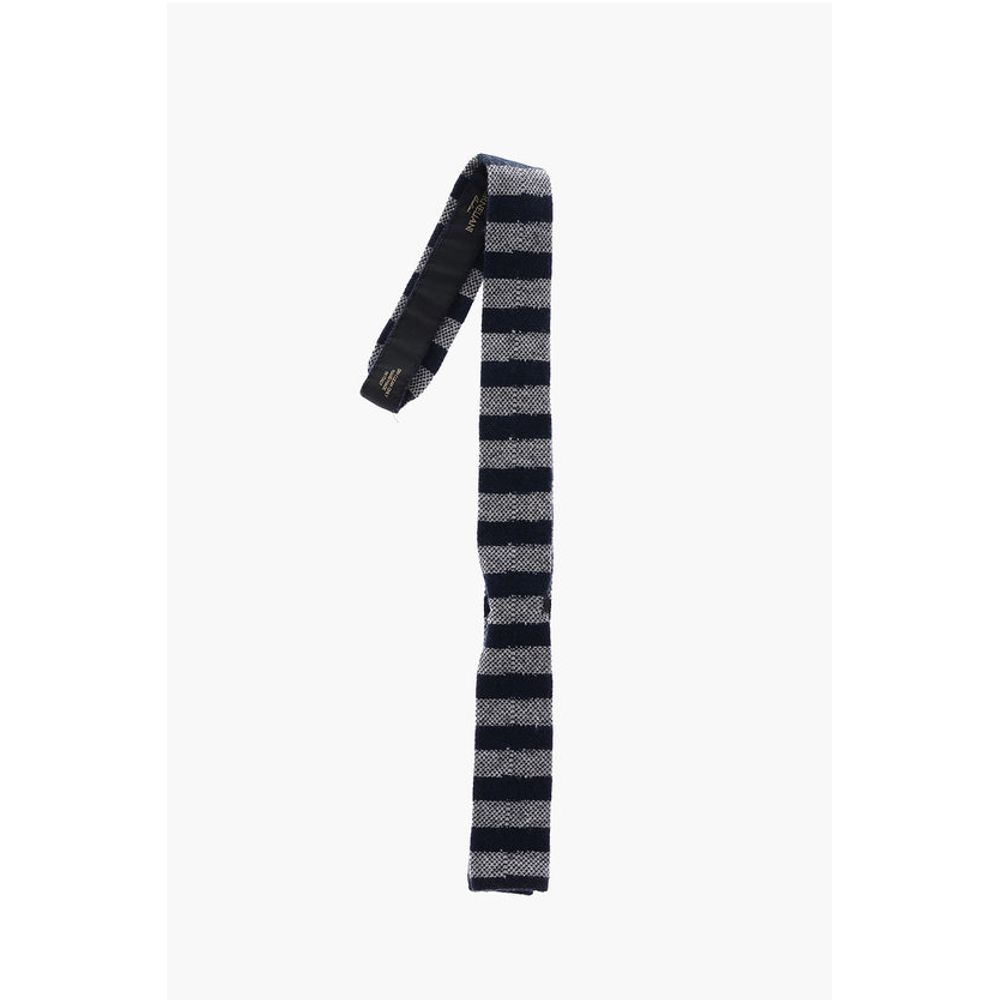 Corneliani Knitted Cashmere Blend Tie with Awning Stripes