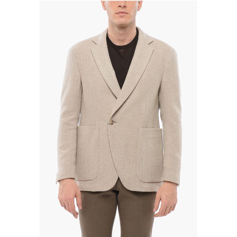 Corneliani Woven Wool RESET Blazer with Herringbone Motif