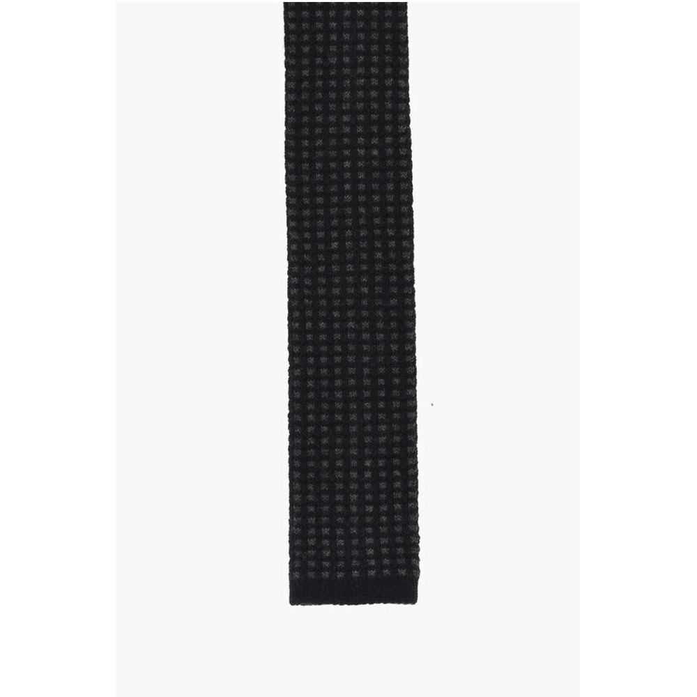Corneliani mini checked silk and cashmere tie - Image 2