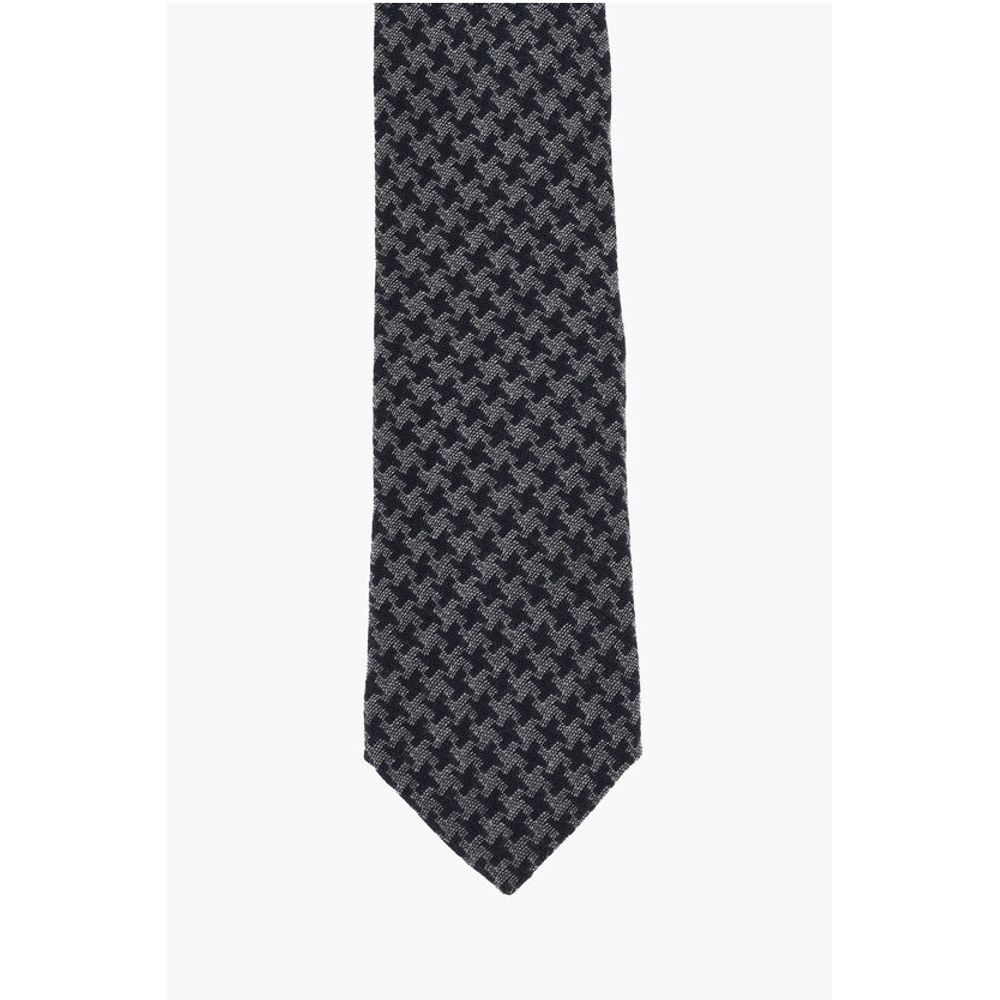 Corneliani houndstooth virgin wool and silk tie - Image 2