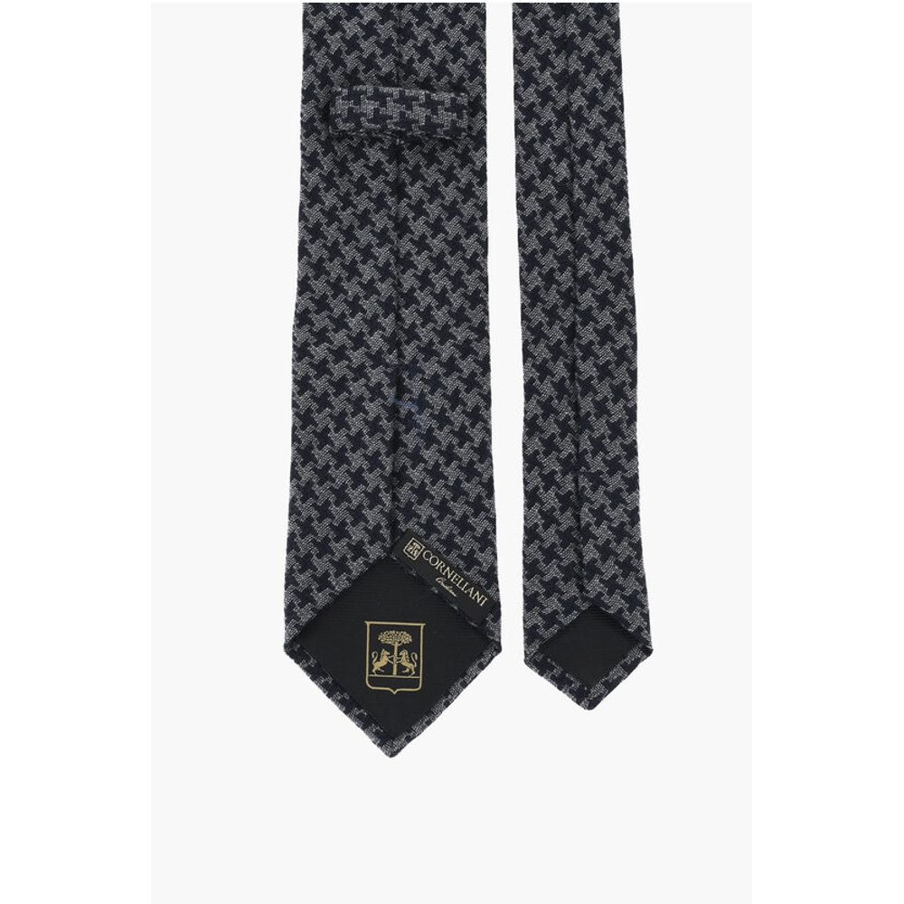 Corneliani houndstooth virgin wool and silk tie - Image 3