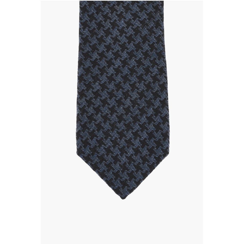Corneliani houndstooth virgin wool and silk tie - Image 2