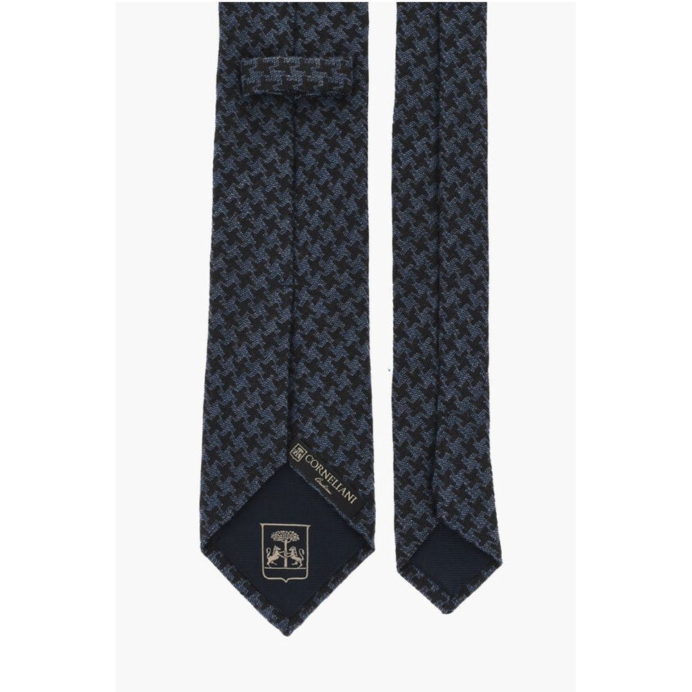 Corneliani houndstooth virgin wool and silk tie - Image 3