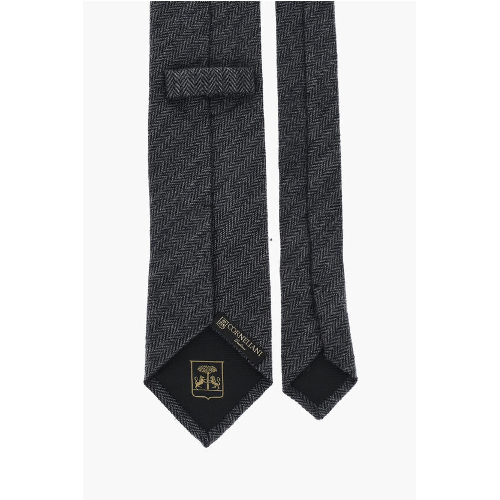 Corneliani plain herringbone two-tone tie - Image 3