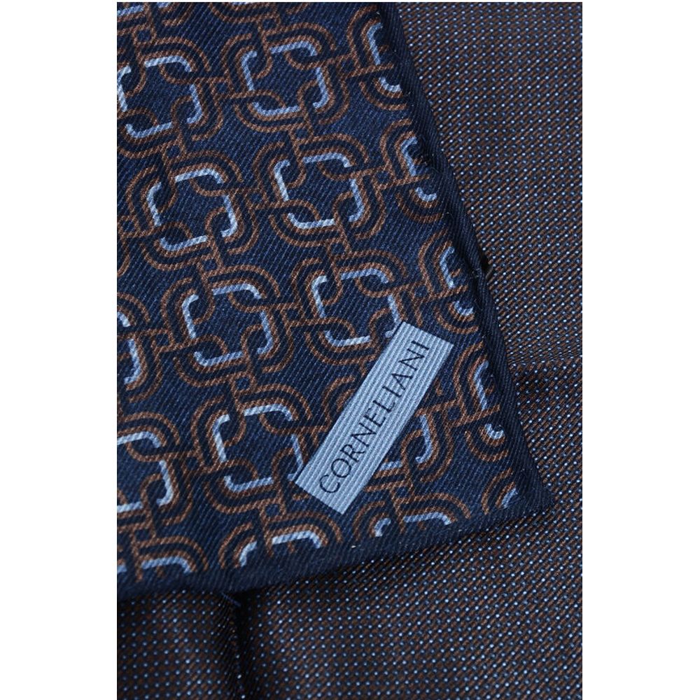 Corneliani Geometric Patterned Silk Pocket Square - Image 3