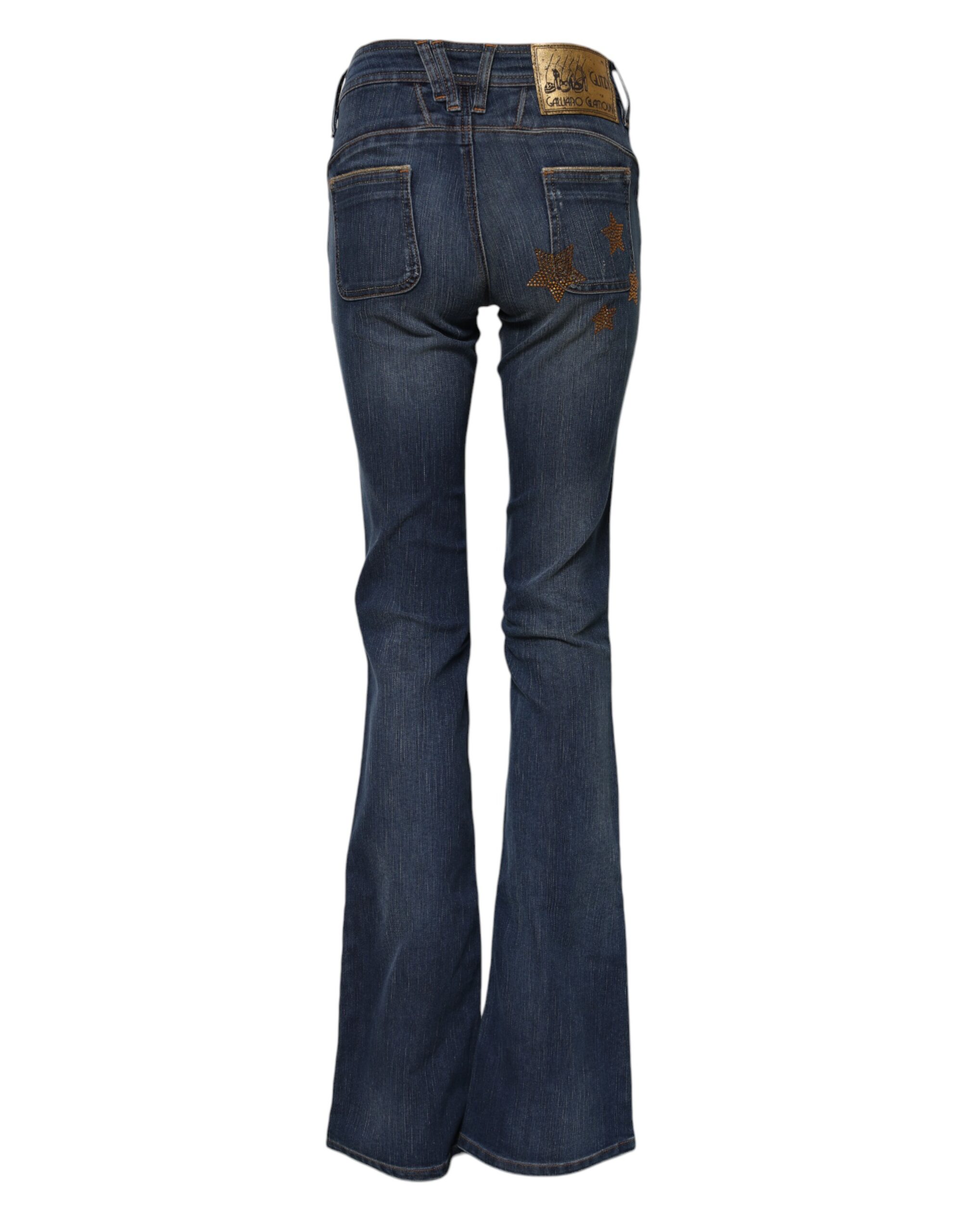 John Galliano Blue Cotton Mid Waist Wide Leg Denim Jeans - Image 3