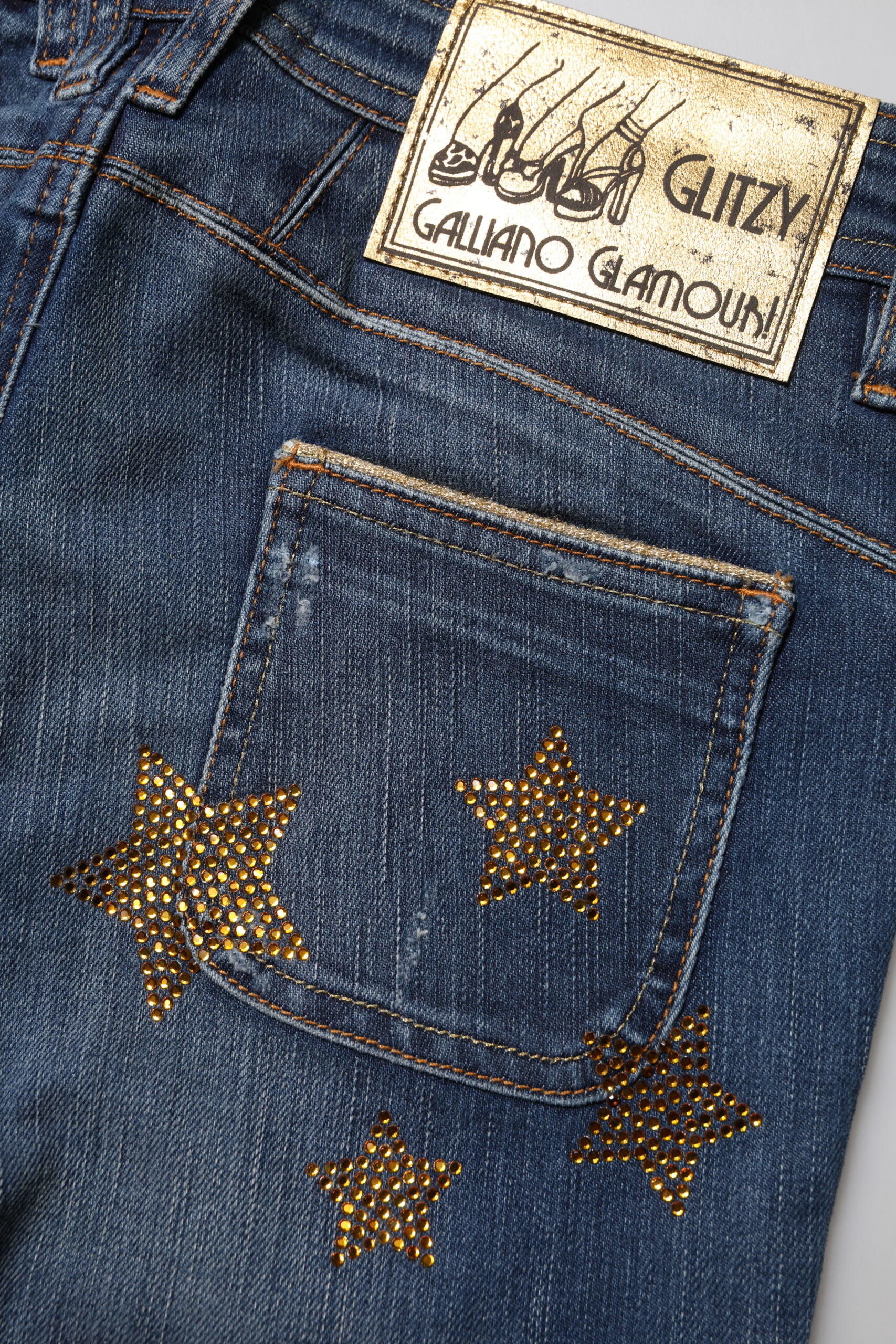 John Galliano Blue Cotton Mid Waist Wide Leg Denim Jeans - Image 5