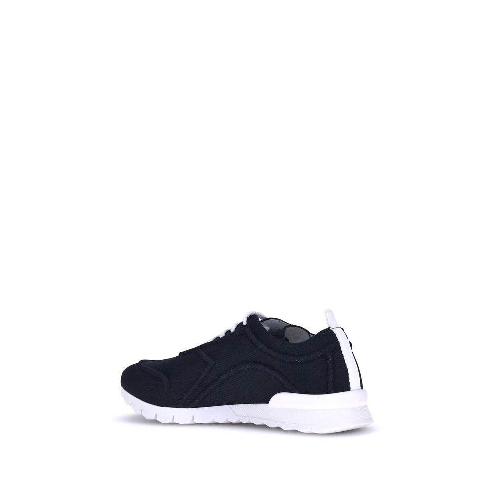 Kiton Black Cotton Athletic Sneakers - Image 3