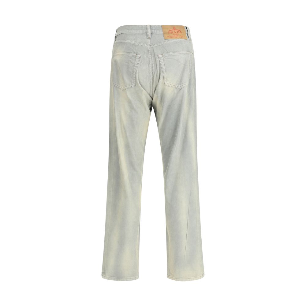Prada Light Blue Cotton Casual Pants - Image 2