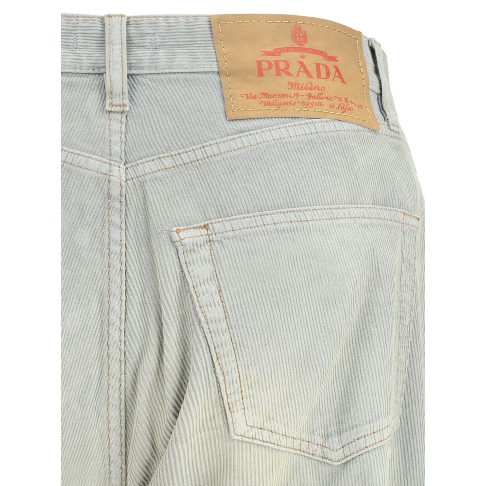 Prada Light Blue Cotton Casual Pants - Image 4