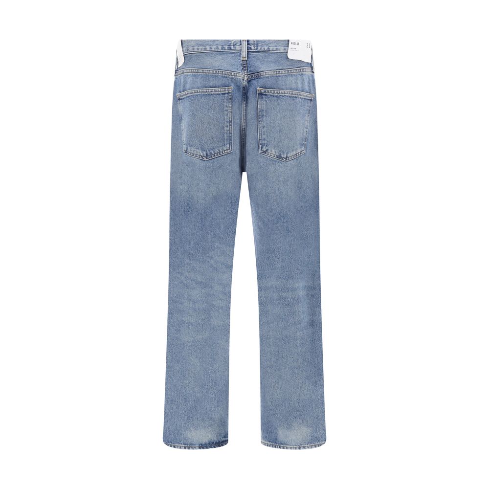 Agolde Light Blue Cotton Straight-Leg Jeans - Image 2