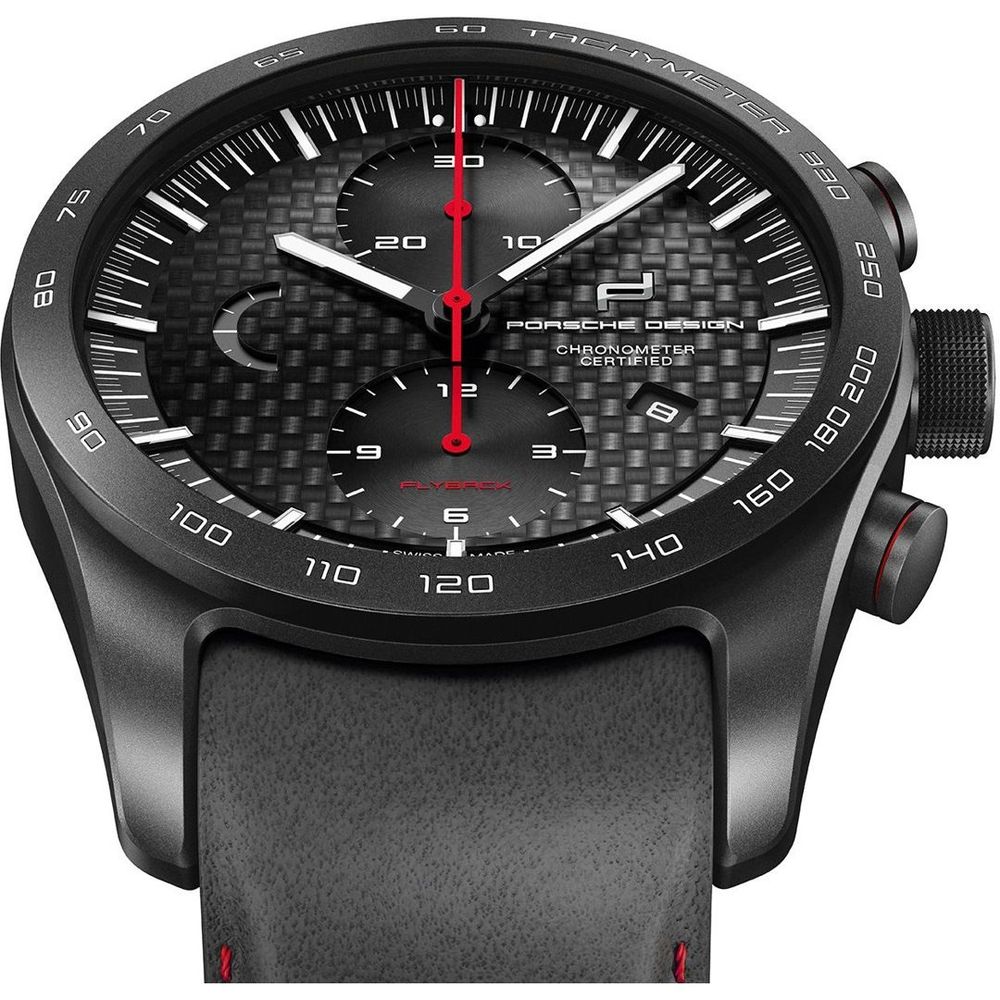 Porsche Design Black Leather Sport Watch - Image 2
