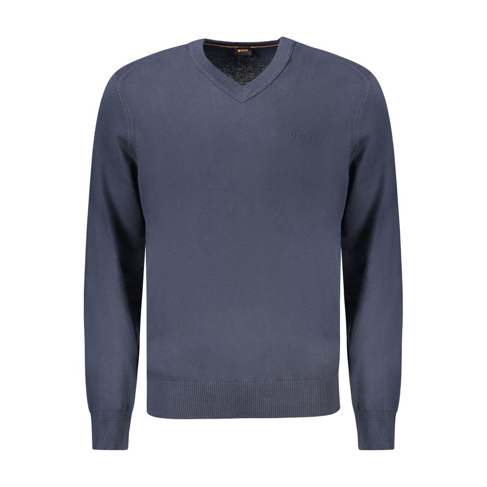 Hugo Boss Blue Cotton Men's Long-Sleeved T-Shirt