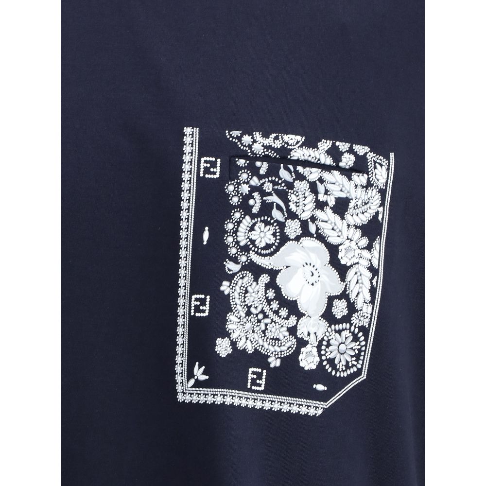 Fendi Blue Cotton T-Shirt - Image 3
