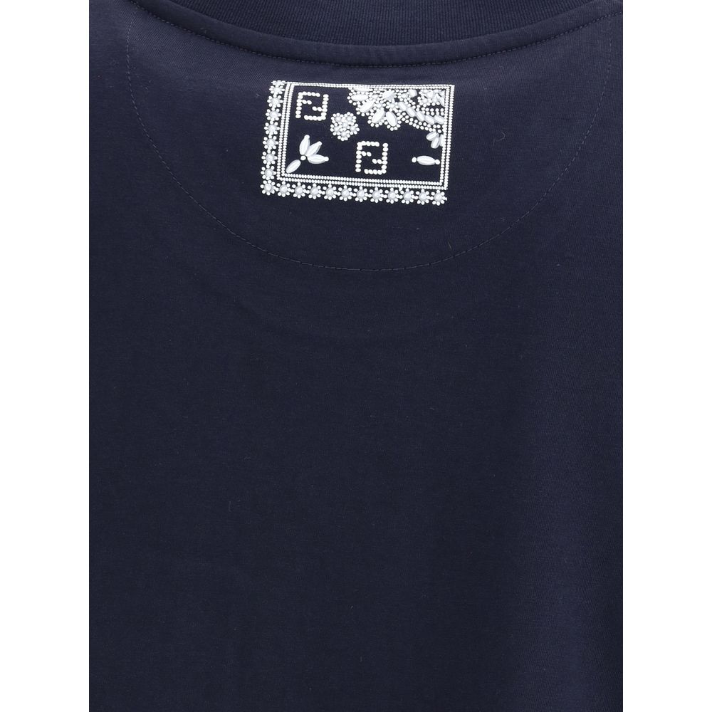 Fendi Blue Cotton T-Shirt - Image 4