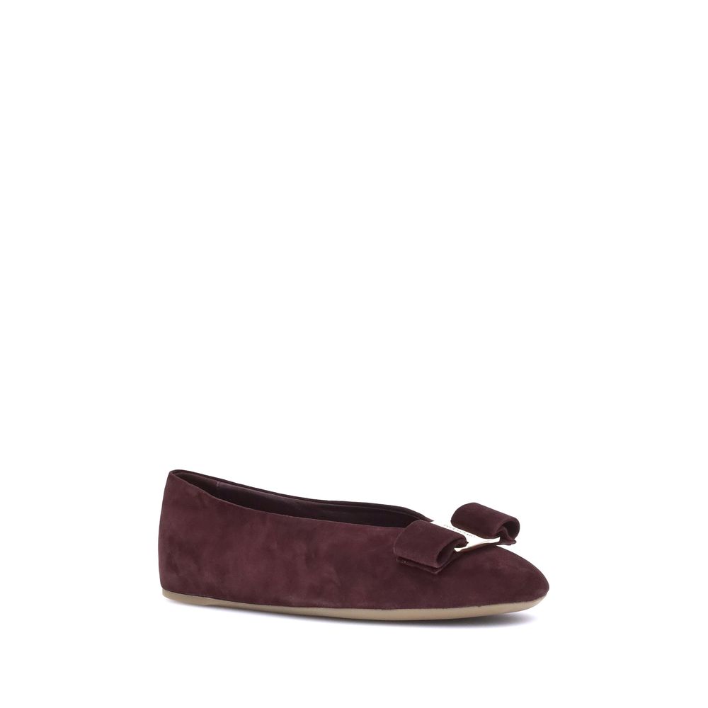 Ferragamo Bordeaux Goatskin Ballet Flats - Image 2