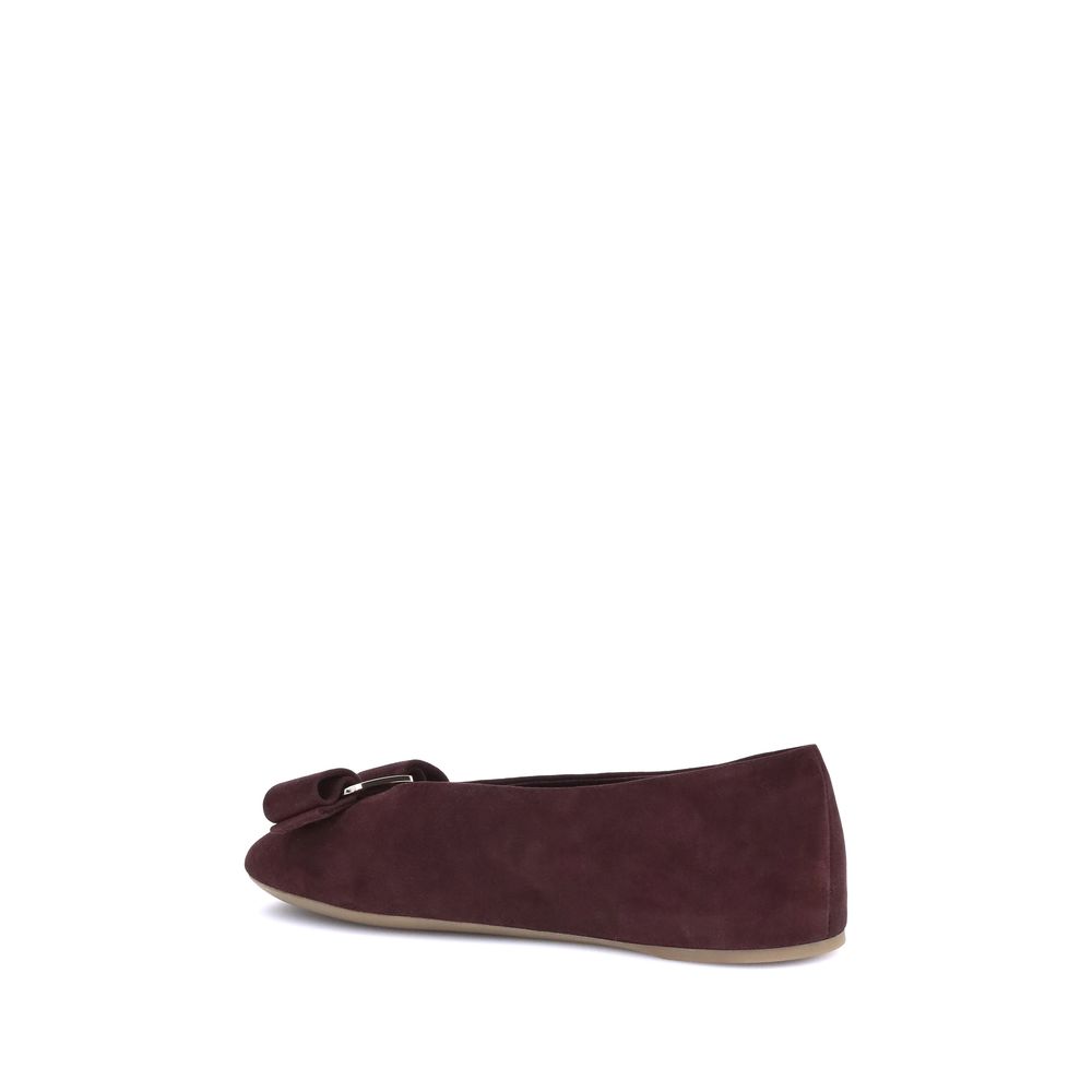 Ferragamo Bordeaux Goatskin Ballet Flats - Image 3