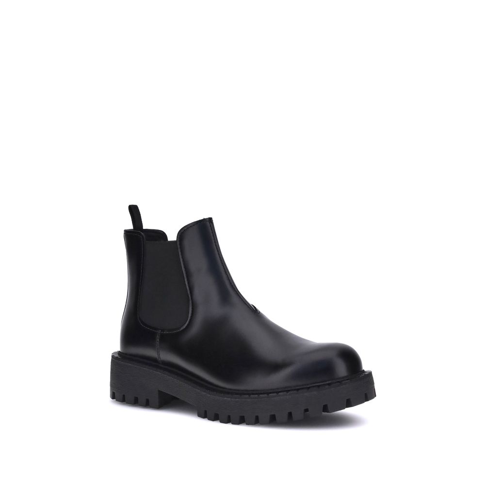 Prada Black Calf Leather Bos Taurus Chelsea Boots - Image 2