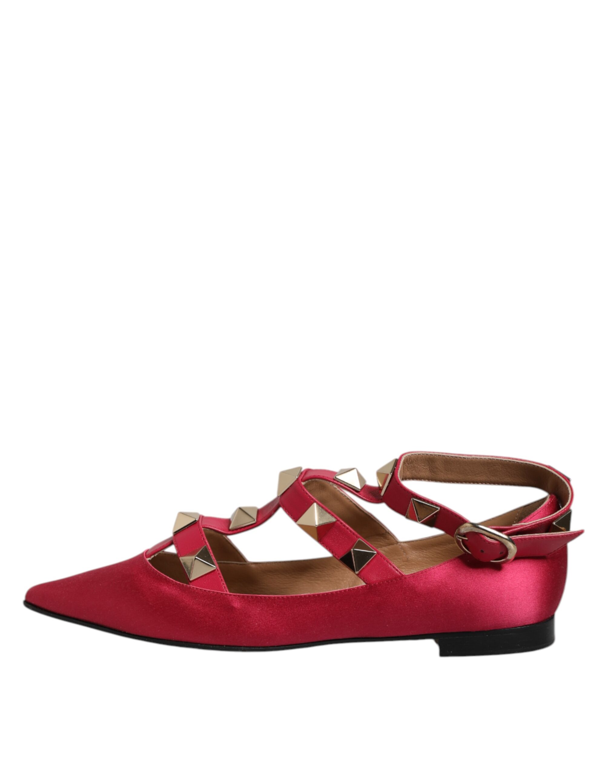 Prosperine Red Gold Studded Pointed Toe Ballet Flats Shoes - Image 6