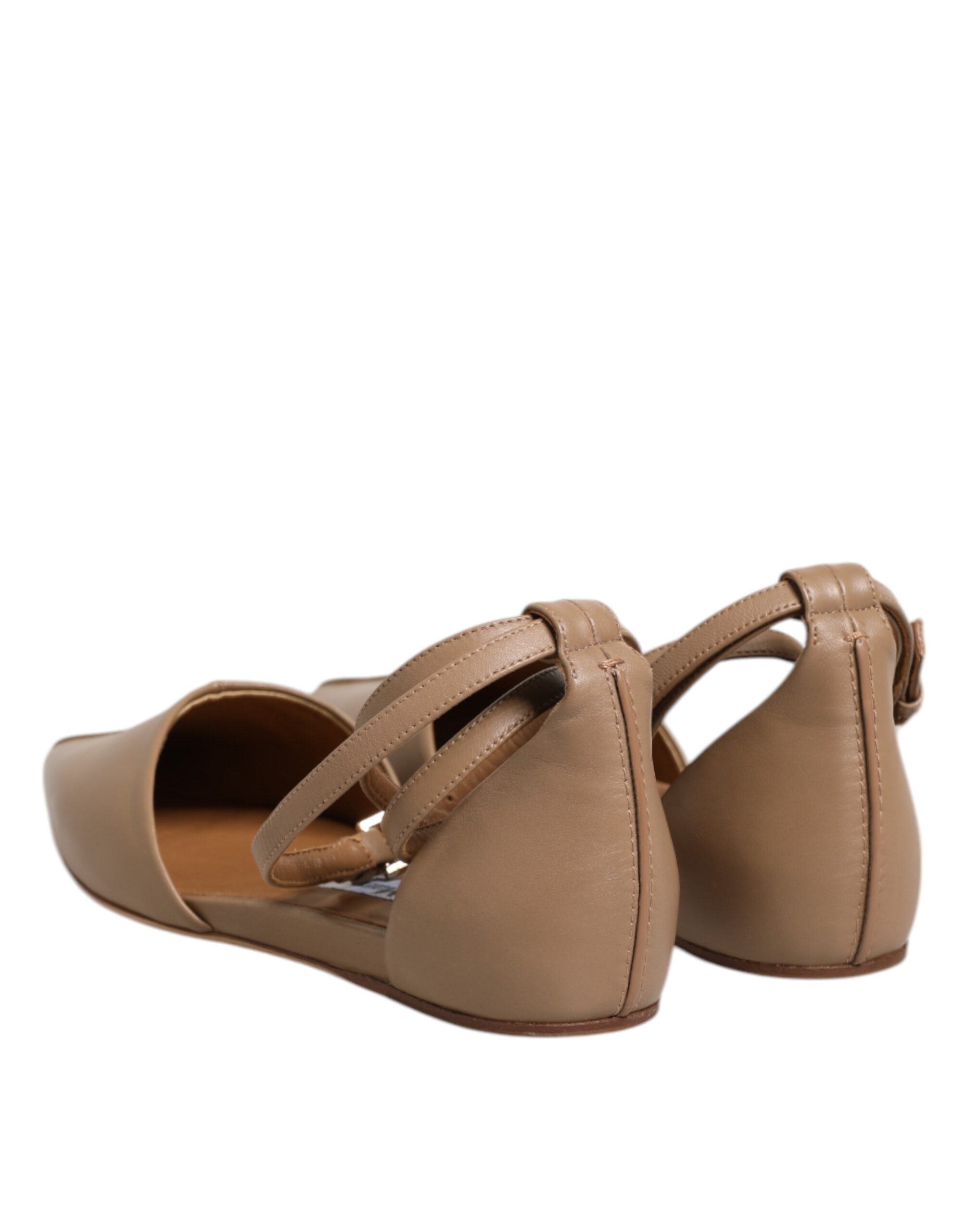 Max Mara Beige Leather Pointed Toe Sandals Ballet Flat Shoes - Image 5