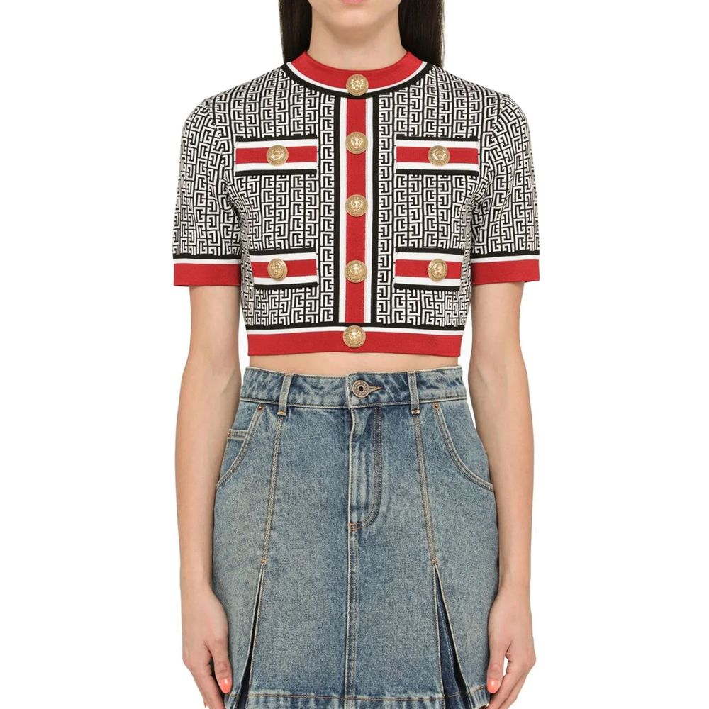Balmain Cropped Monogram Top - Image 2