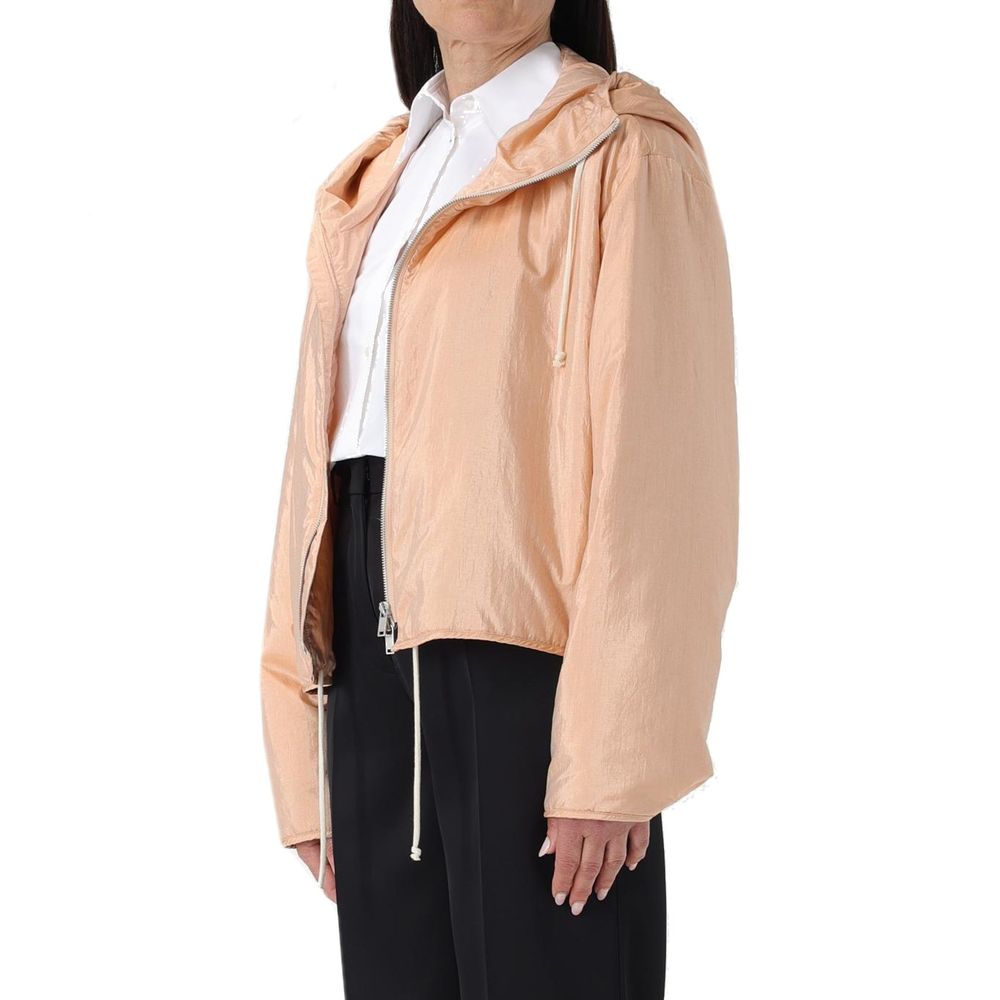 Jil Sander Blend Silk Zip-Up Hooded Jacket - Image 2