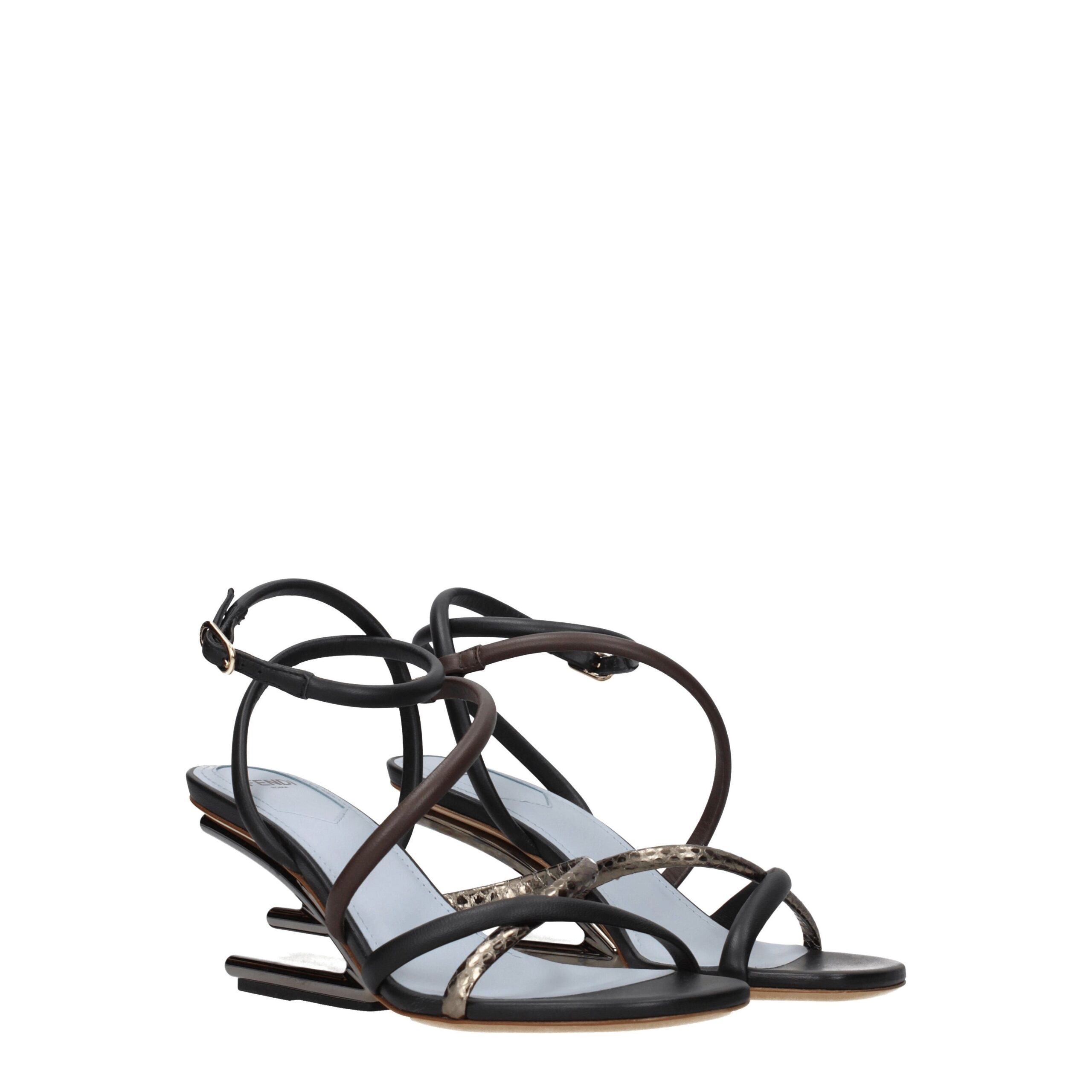 Fendi Multicolor Leather Flat Sandals - Image 2