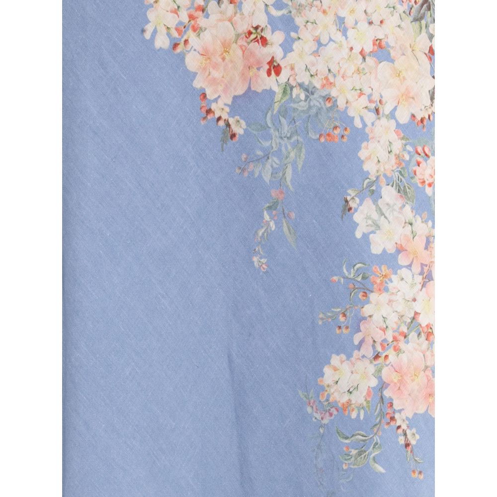Zimmermann Light Blue Linen Long Skirt - Image 3