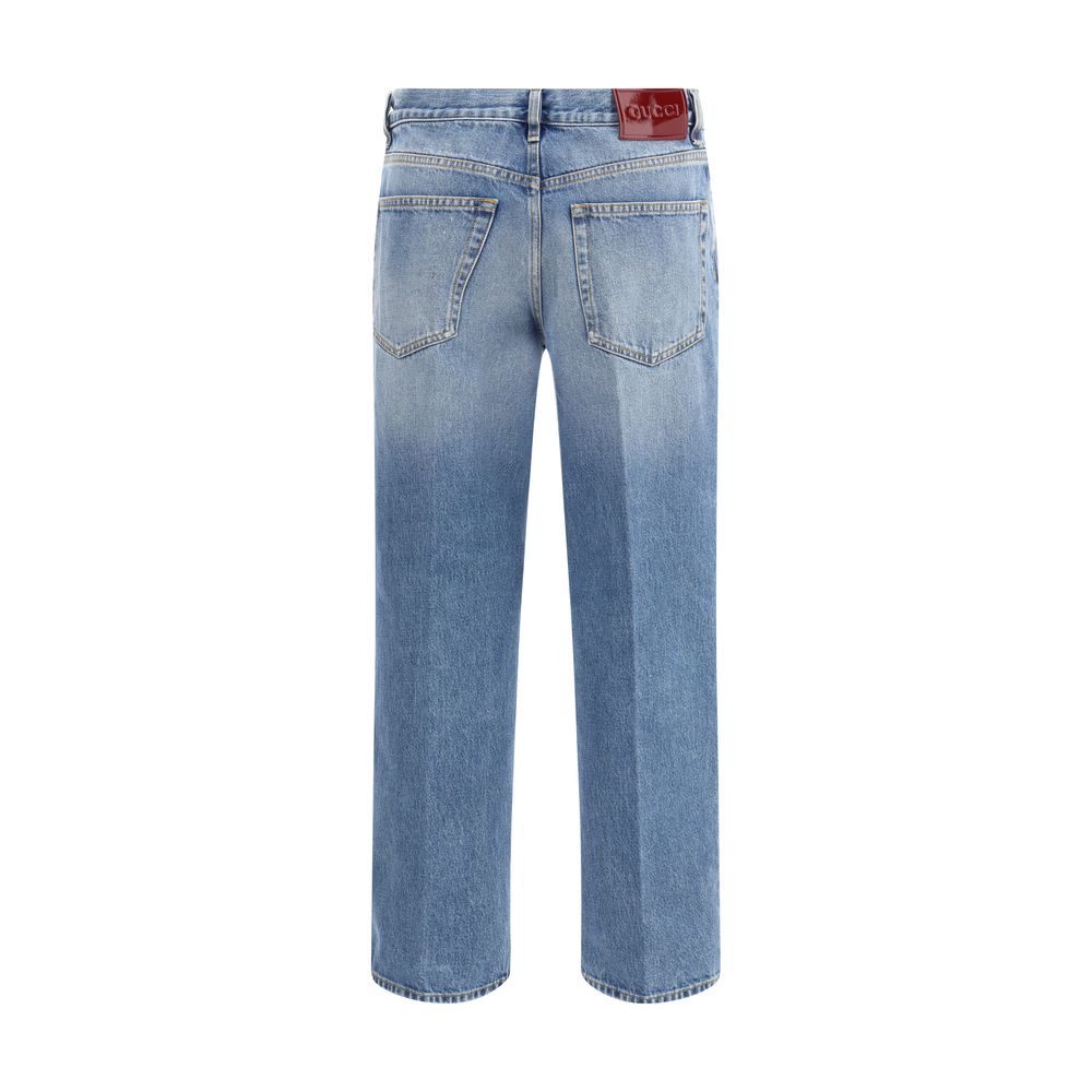 Gucci Light Blue Cotton Straight-Leg Jeans - Image 2