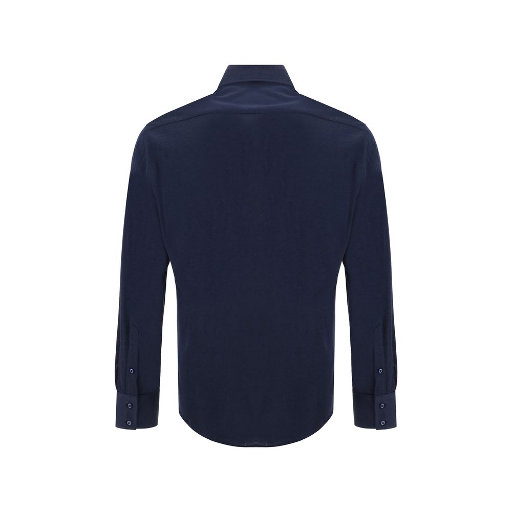 Brunello Cucinelli Blue Silk Shirt - Image 2