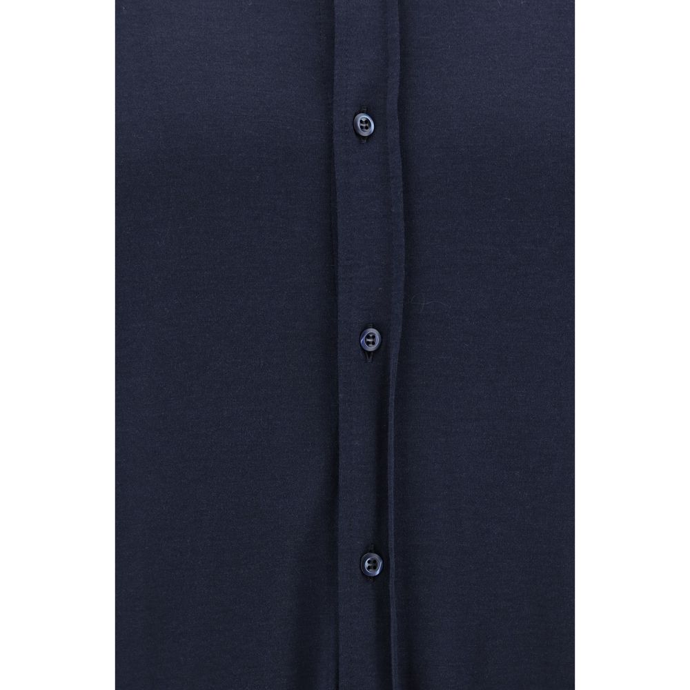 Brunello Cucinelli Blue Silk Shirt - Image 3
