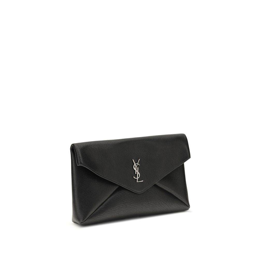 Saint Laurent Black Calf Leather Bos Taurus Clutch Bag - Image 2