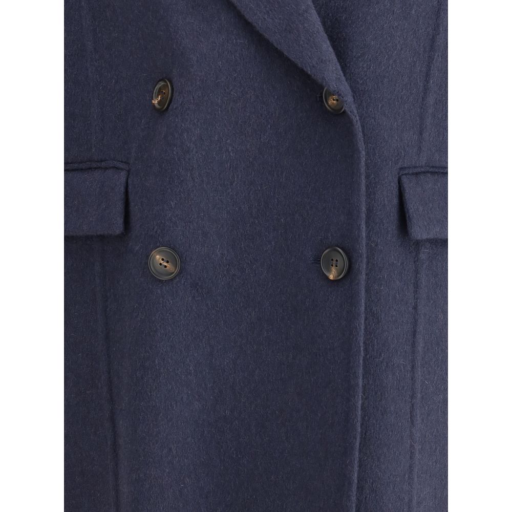 Brunello Cucinelli Blue Cashmere Coat - Image 3