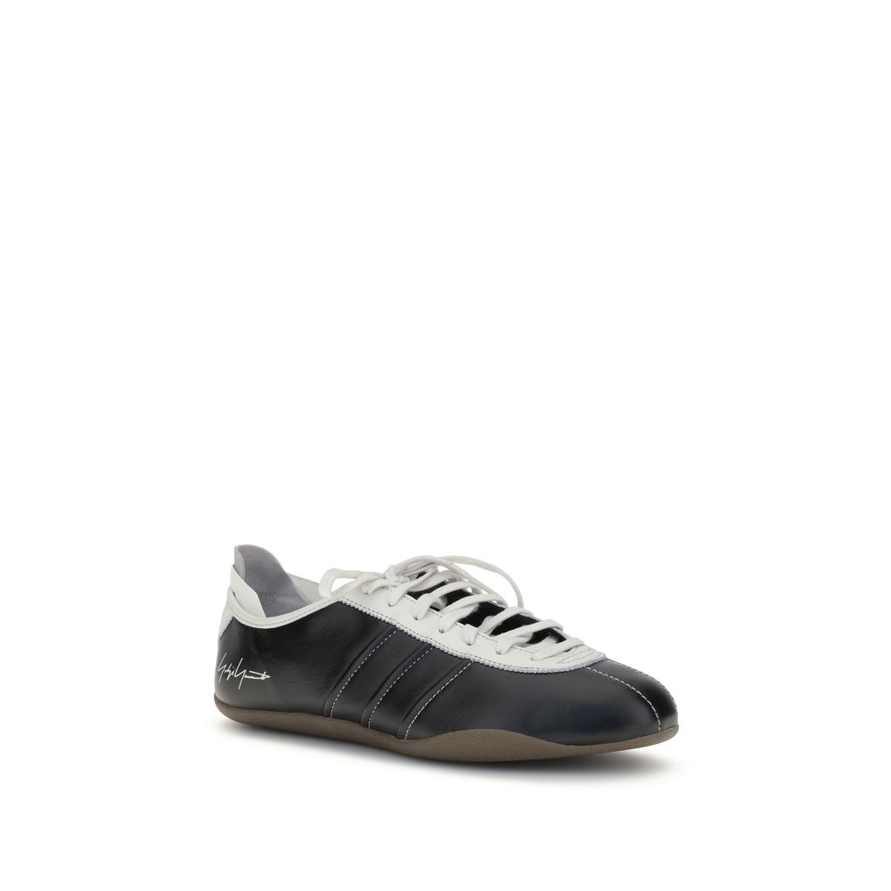 Y-3 Black Calf Leather Bos Taurus Low Top Sneakers - Image 2