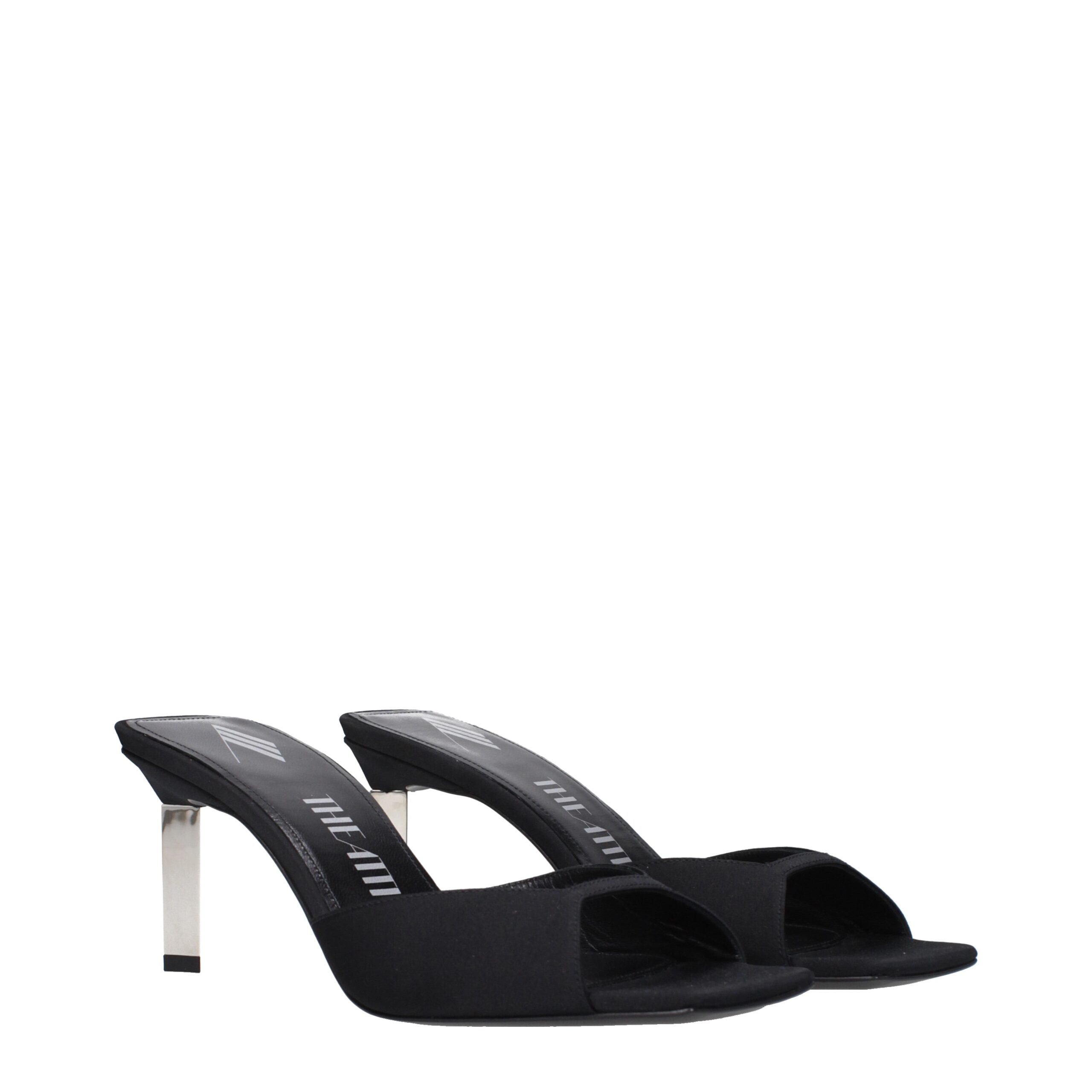 The Attico Black Satin Stiletto Heel Sandals - Image 2
