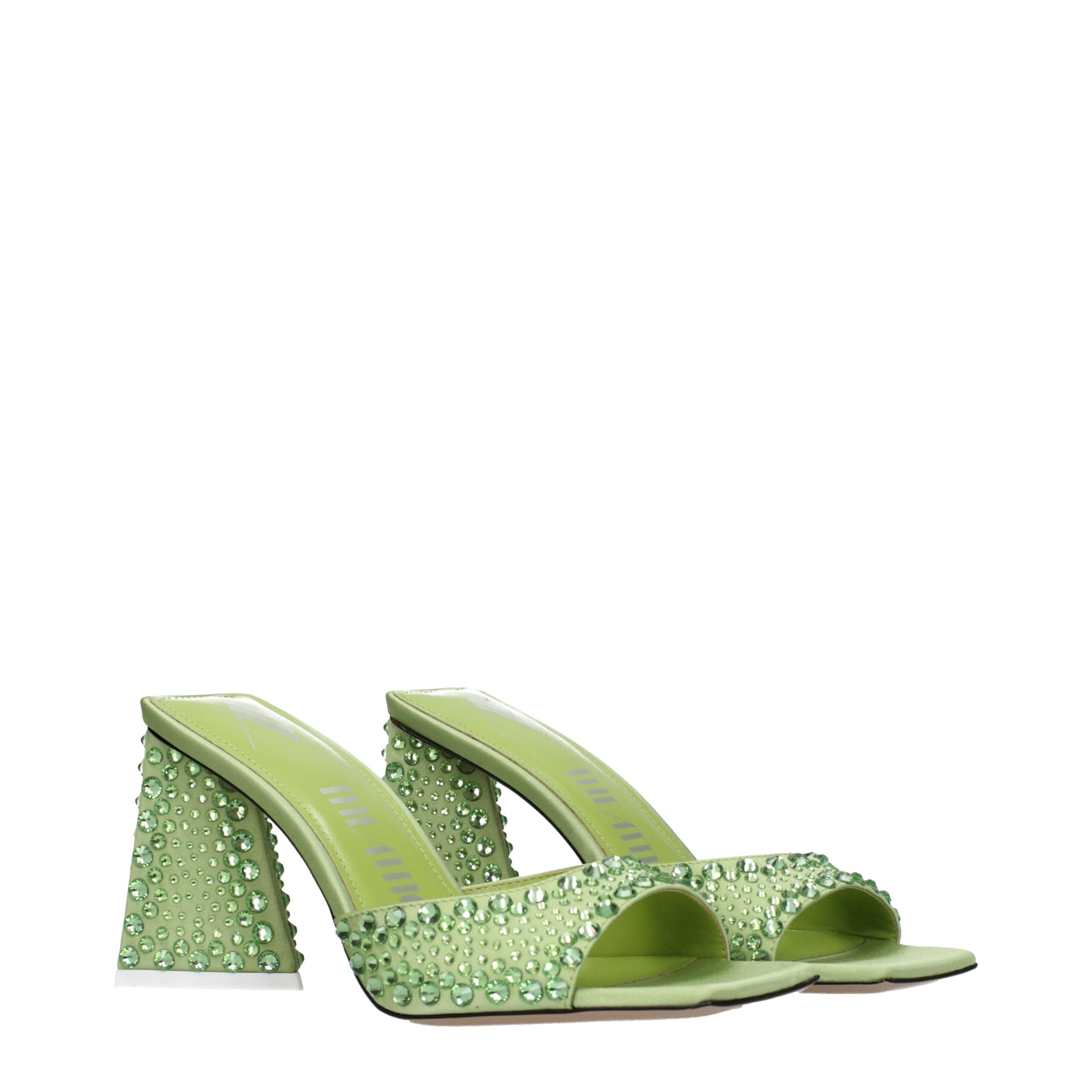The Attico Green Satin Stiletto Heel Sandals - Image 2