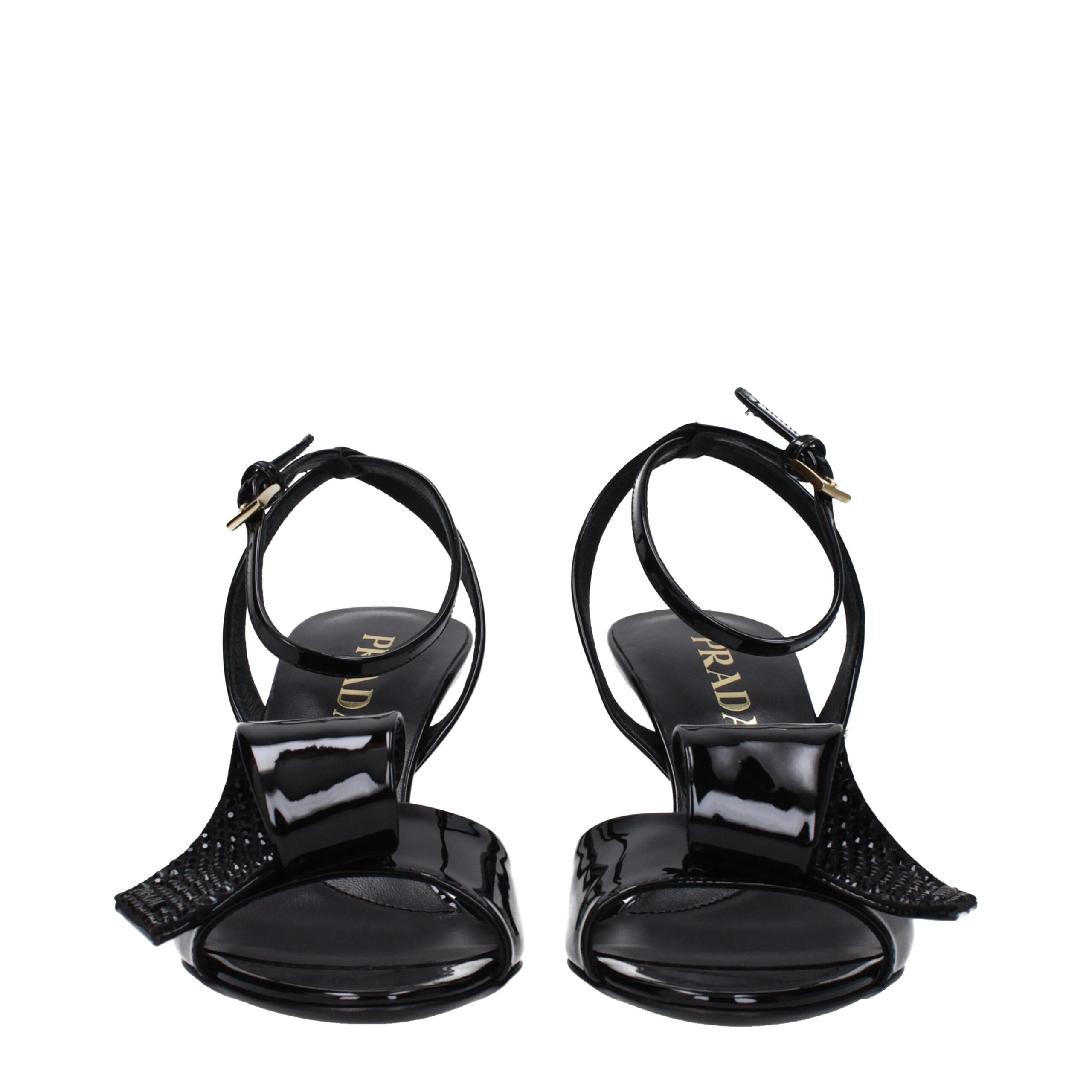 Prada Black Leather Stiletto Heel Sandals - Image 3