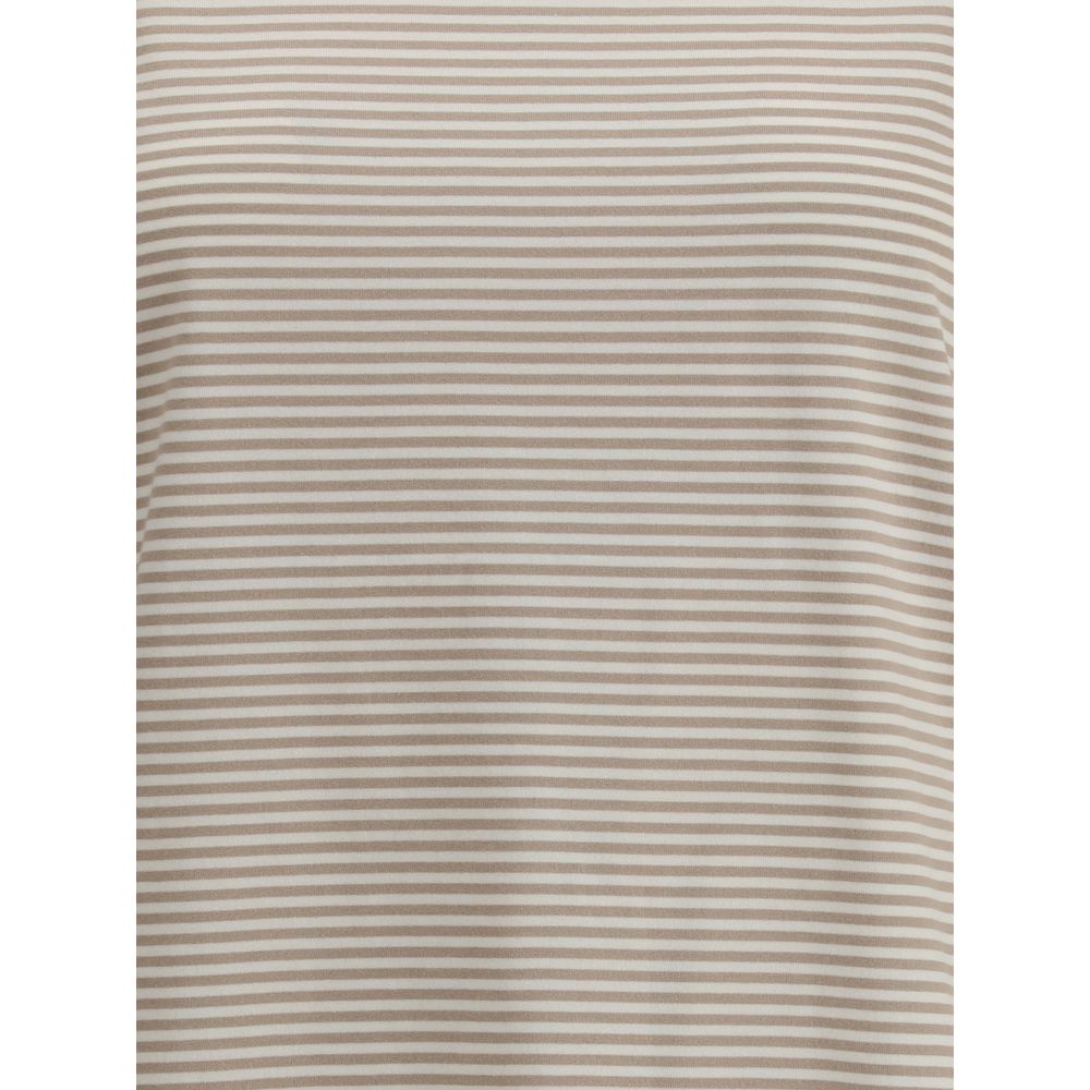 Brunello Cucinelli Beige Cotton T-Shirt - Image 3