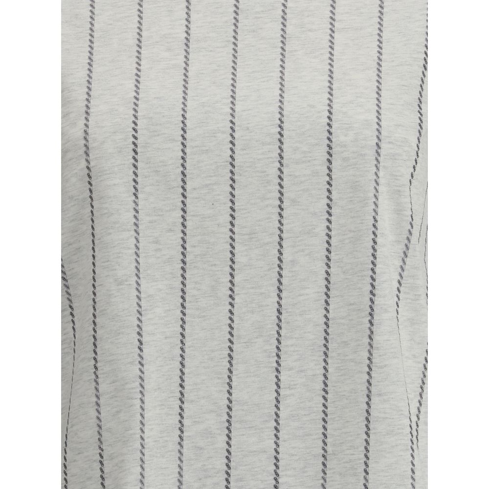 Brunello Cucinelli Striped T-Shirt with mini sequins - Image 3