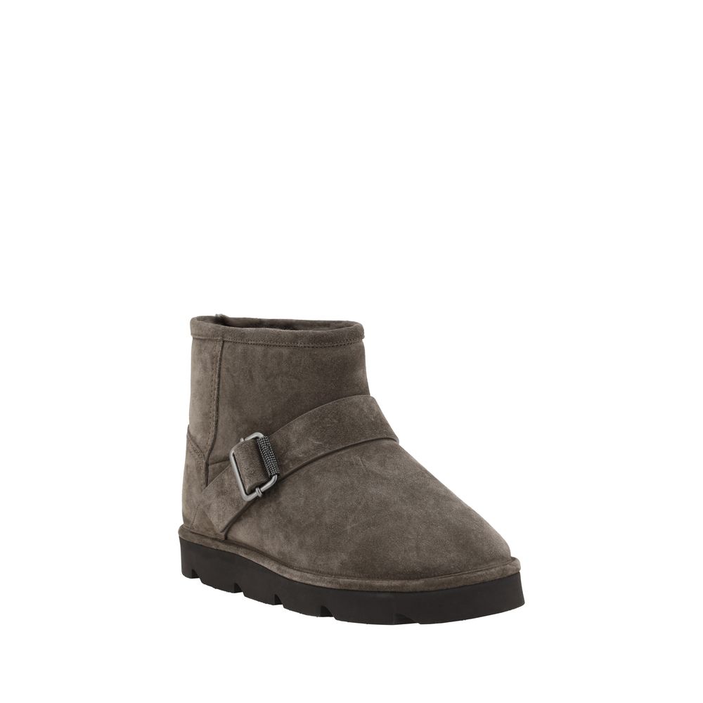 Brunello Cucinelli Brown Calf Leather Bos Taurus Ankle Boots - Image 2