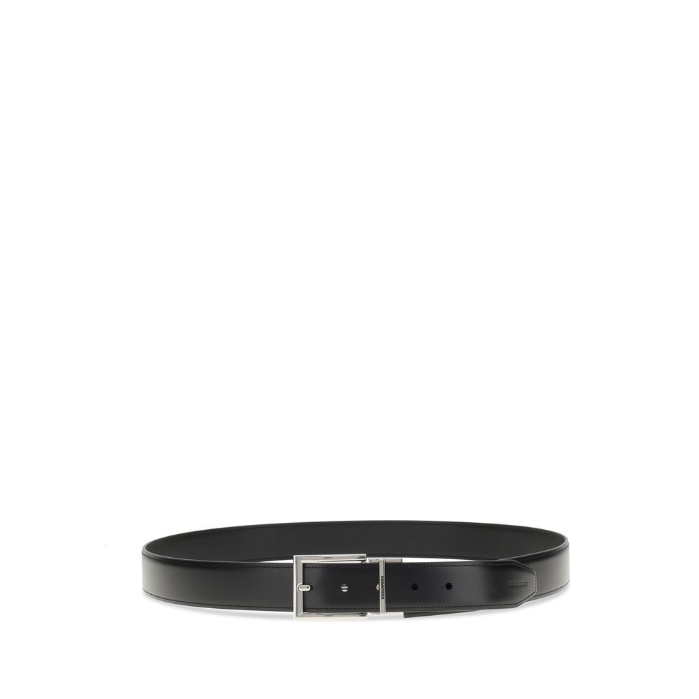 Dsquared² Black Calf Leather Bos Taurus Regular Belt - Image 4