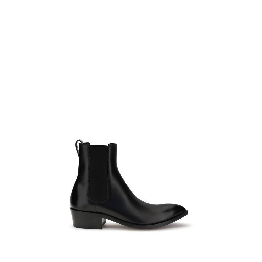 Tom Ford Black Calf Leather Bos Taurus Chelsea Boots