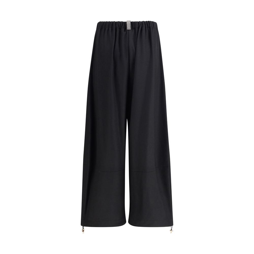 Fabiana Filippi Black Fleece Wool Casual Pants - Image 2