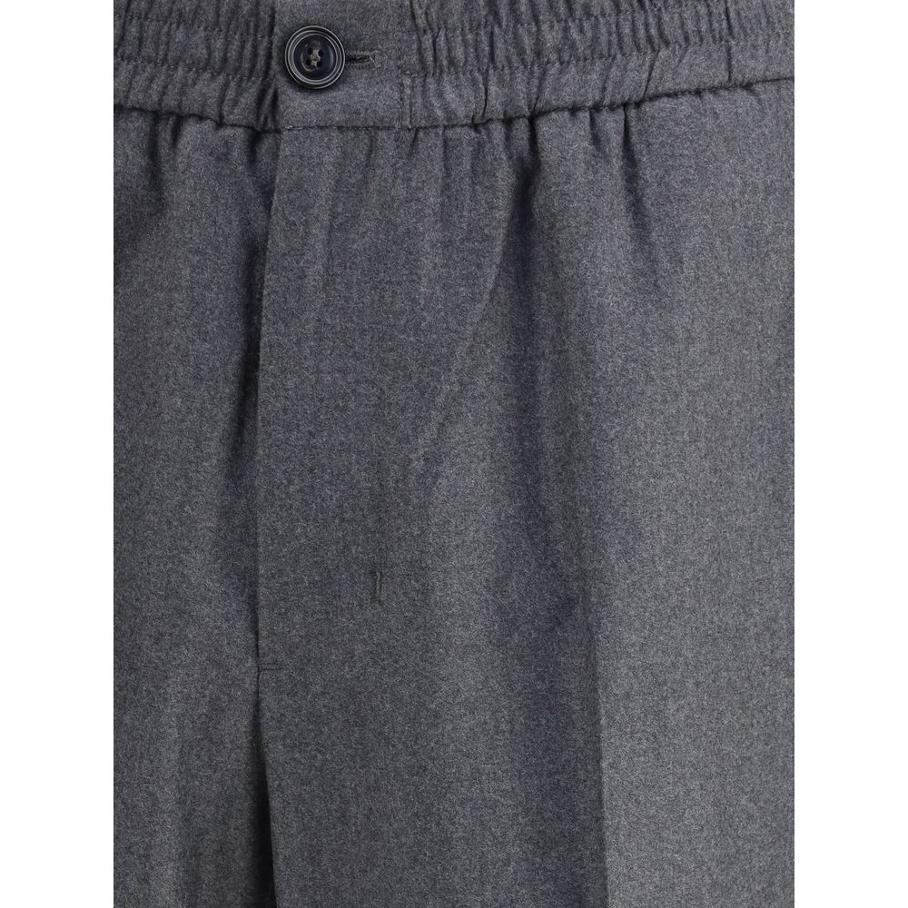 Ami Paris Gray Fleece Wool Casual Pants - Image 3