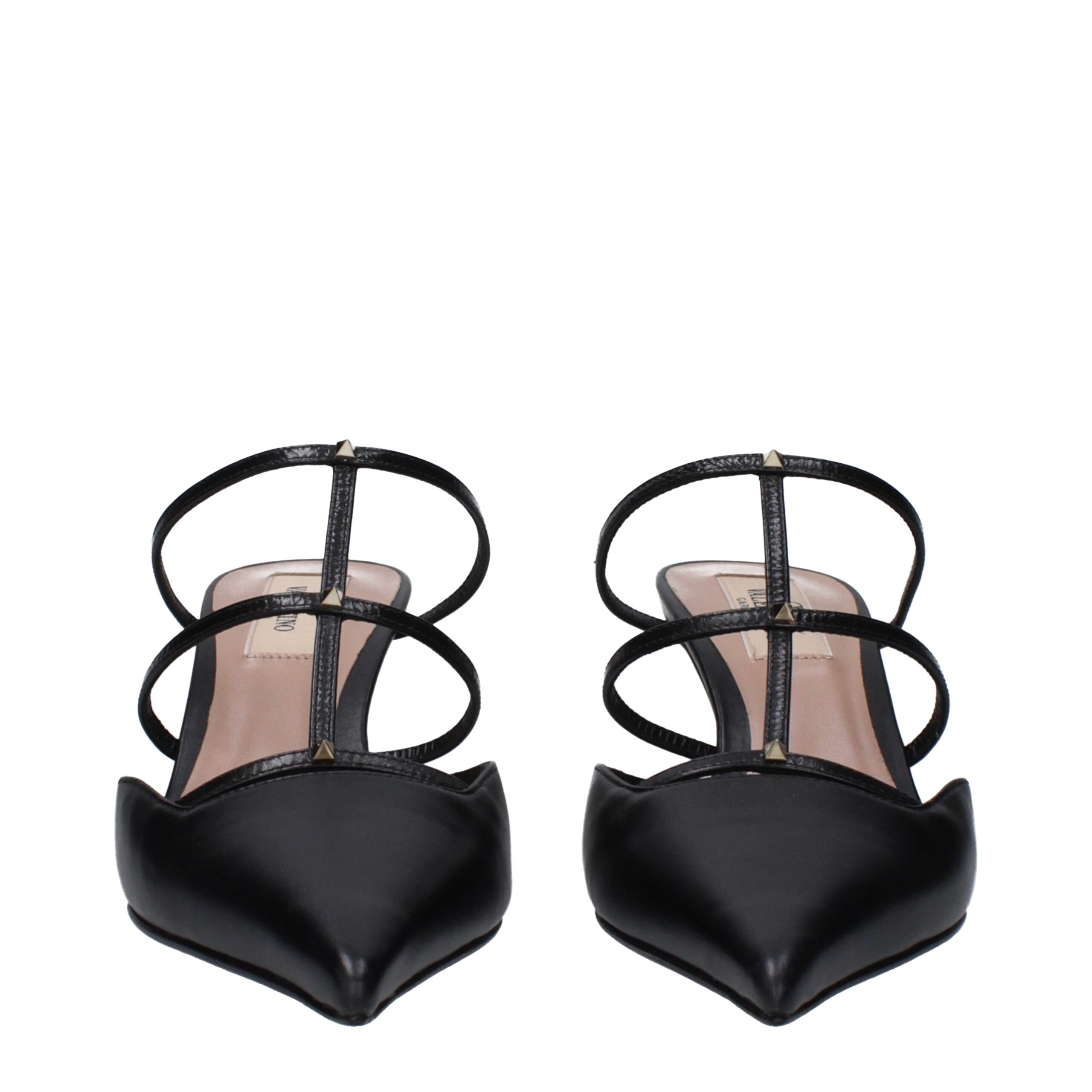 Valentino Garavani Black Leather Flat Sandals - Image 3