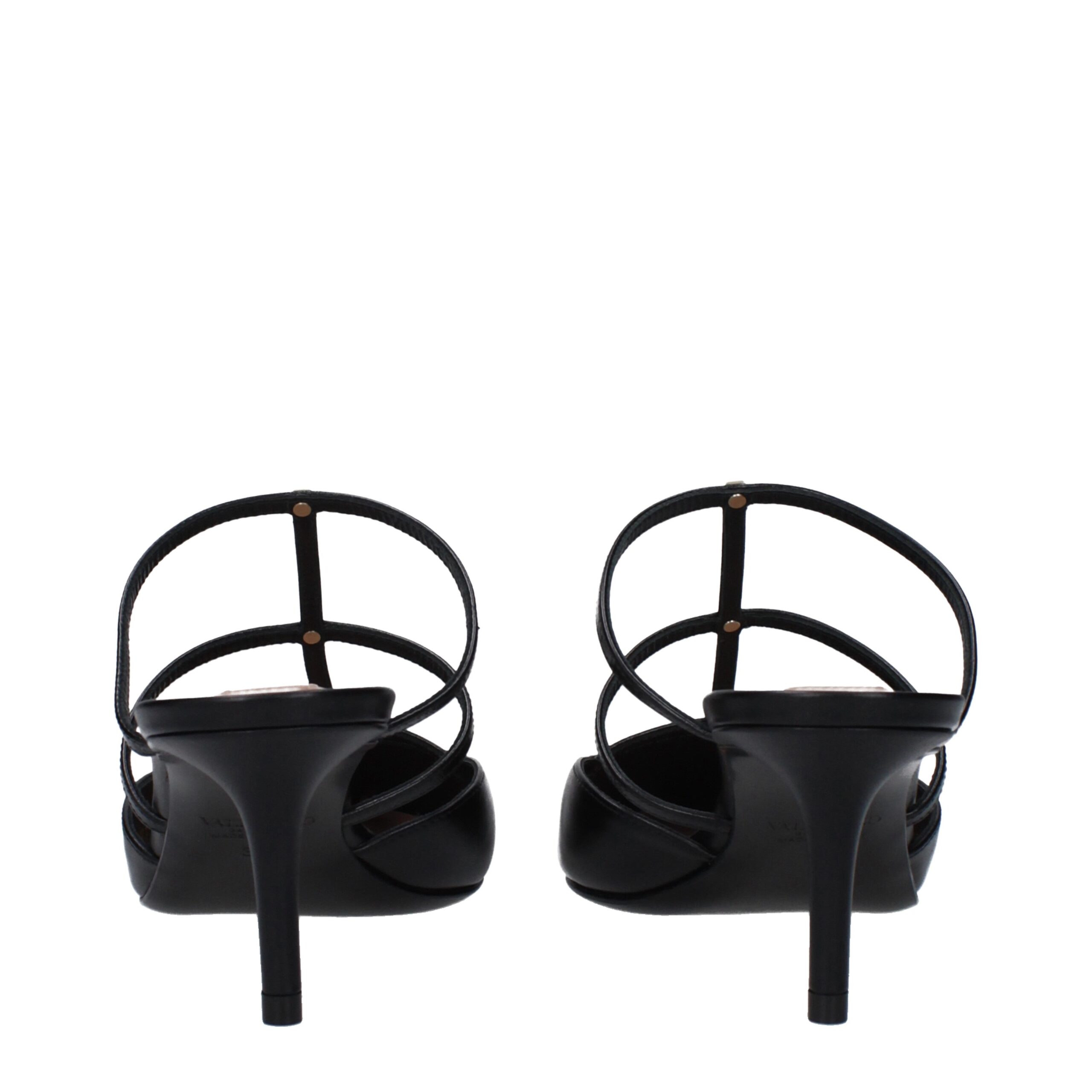 Valentino Garavani Black Leather Flat Sandals - Image 5